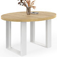 ID MARKET - Table à manger fixe ronde PHOENIX 4 personnes bois et blanc 110 cm - vignette