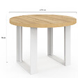 ID MARKET - Table à manger fixe ronde PHOENIX 4 personnes bois et blanc 110 cm - vignette