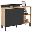 ID MARKET - Buffet bas de cuisine 120 CM CINA plan de travail H.83 cm 2 portes + tiroir façon hêtre et noir - vignette