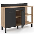ID MARKET - Buffet bas de cuisine 120 CM CINA plan de travail H.83 cm 2 portes + tiroir façon hêtre et noir - vignette