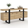 ID MARKET - Buffet 180 cm PHOENIX XXL 4 portes avec 3 tiroirs bois et noir - vignette