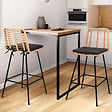 ID MARKET - Lot de 2 tabourets de bar SUMMER effet rotin pied métal noir - vignette