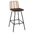 ID MARKET - Lot de 2 tabourets de bar SUMMER effet rotin pied métal noir - vignette
