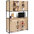 ID MARKET - Buffet de cuisine 120 CM DETROIT meuble 6 portes design industriel + tiroir - vignette