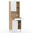 ID MARKET - Buffet de cuisine 60 CM CINA 2 portes + tiroir façon hêtre et blanc - vignette