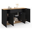 ID MARKET - Buffet 140 cm VITO 4 portes et 1 tiroir noir et bois - vignette