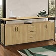 ID MARKET - Buffet 180 cm DETROIT XXL 4 portes et tiroirs design industriel - vignette