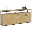 ID MARKET - Buffet 180 cm DETROIT XXL 4 portes et tiroirs design industriel - vignette
