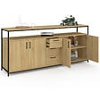 ID MARKET - Buffet 180 cm DETROIT XXL 4 portes et tiroirs design industriel - vignette