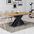 ID MARKET - Table à manger extensible rectangle ALICIA 6-10 personnes bois et noir 160-200 cm - vignette