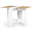 ID MARKET - Table console pliable EDI 2-4 personnes bois blanc plateau façon hêtre 103 x 76 cm - vignette