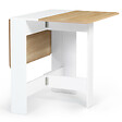 ID MARKET - Table console pliable EDI 2-4 personnes bois blanc plateau façon hêtre 103 x 76 cm - vignette