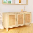 ID MARKET - Buffet bas vintage 113 cm ELIN 3 portes effet naturel cannage - vignette