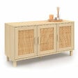 ID MARKET - Buffet bas vintage 113 cm ELIN 3 portes effet naturel cannage - vignette