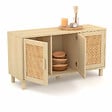 ID MARKET - Buffet bas vintage 113 cm ELIN 3 portes effet naturel cannage - vignette