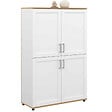 ID MARKET - Buffet haut H. 125 cm VITO 4 portes blanc et bois - vignette
