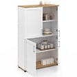 ID MARKET - Buffet haut H. 125 cm VITO 4 portes blanc et bois - vignette