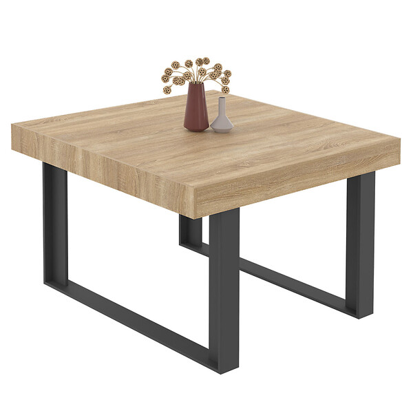 ID MARKET - Table à manger carrée PHOENIX 6 personnes bois et noir 120 cm - large