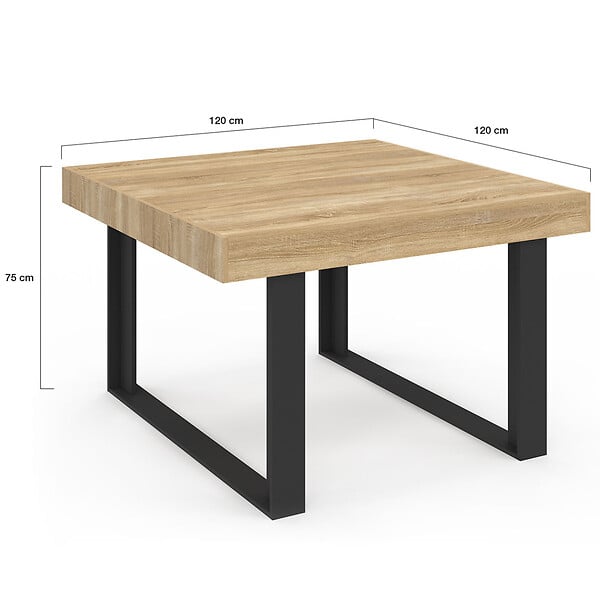 ID MARKET - Table à manger carrée PHOENIX 6 personnes bois et noir 120 cm - large