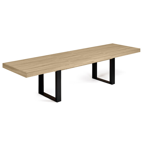 ID MARKET - Table à manger extensible rectangle PHOENIX 6-12 personnes bois et noir 200-300 cm - large