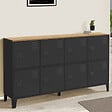 ID MARKET - Buffet casier 139 cm ESTER 8 portes en métal noir plateau bois design industriel - vignette