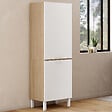 ID MARKET - Colonne de cuisine 60 cm CINA 2 portes façon hêtre et blanc - vignette