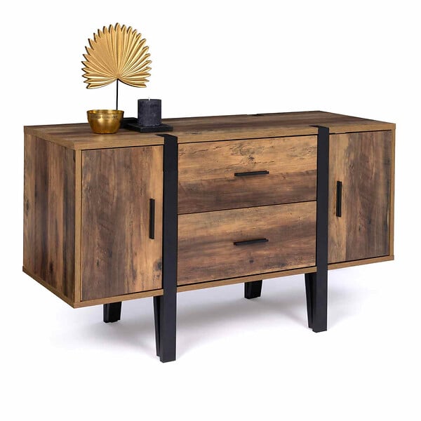 ID MARKET - Buffet bas 105 cm AUSTRIA bois pied épingle - large