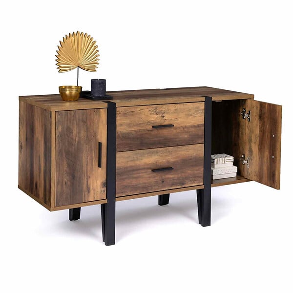 ID MARKET - Buffet bas 105 cm AUSTRIA bois pied épingle - large