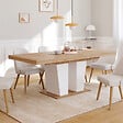 ID MARKET - Table à manger extensible rectangle ELIAD 6-10 personnes bois et blanc 160-200 cm - vignette