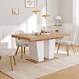 ID MARKET - Table à manger extensible rectangle ELIAD 6-10 personnes bois et blanc 160-200 cm - vignette