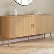 ID MARKET - Buffet 160 cm ROMIE XXL effet lattes 2 portes coulissantes - vignette