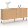ID MARKET - Buffet 160 cm ROMIE XXL effet lattes 2 portes coulissantes - vignette