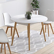 ID MARKET - Table à manger extensible ronde ANGELA 4-8 personnes blanc pied bois 110 - 150 cm - vignette
