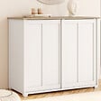 ID MARKET - Buffet 100 cm JANGO 2 portes coulissantes blanc et plateau bois - vignette