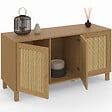 ID MARKET - Buffet bas vintage 113 cm HANAE 3 portes effet naturel cannage - vignette