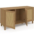 ID MARKET - Buffet bas vintage 113 cm HANAE 3 portes effet naturel cannage - vignette