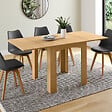 ID MARKET - Table à manger extensible rectangle DONA 4-8 personnes hêtre 80-160 cm - vignette
