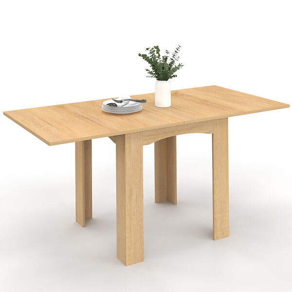ID MARKET - Table à manger extensible rectangle DONA 4-8 personnes hêtre 80-160 cm - large