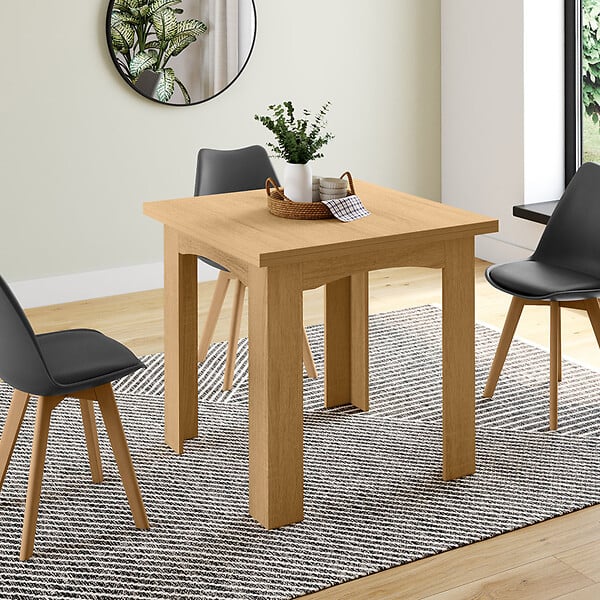 ID MARKET - Table à manger extensible rectangle DONA 4-8 personnes hêtre 80-160 cm - large