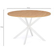 ID MARKET - Table à manger ronde ALIX 6 personnes pied araignée bois et blanc 110 cm - vignette