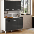 ID MARKET - Buffet de cuisine 120 CM CINA 6 portes + tiroir blanc et gris brillant - vignette