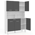 ID MARKET - Buffet de cuisine 120 CM CINA 6 portes + tiroir blanc et gris brillant - vignette