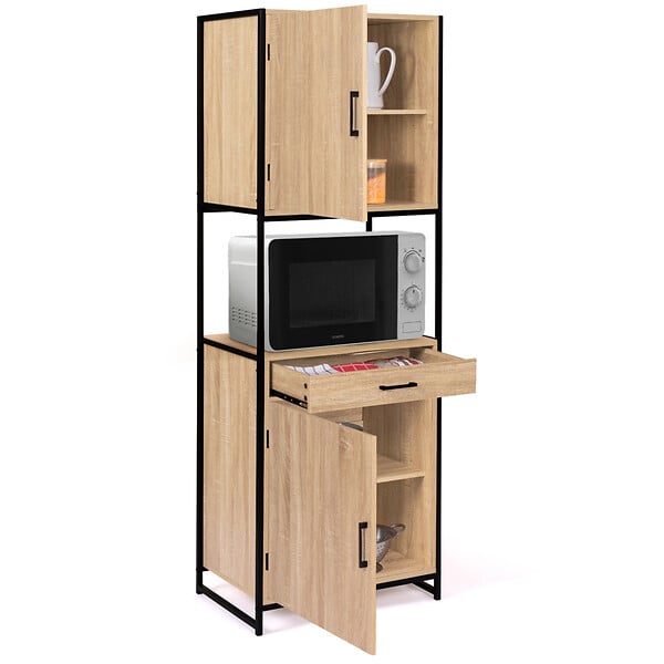 ID MARKET - Buffet de cuisine 60 CM DETROIT meuble 2 portes design industriel + tiroir - large