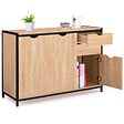 ID MARKET - Buffet bas 110 cm DETROIT avec placards et tiroirs design industriel - vignette