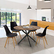 ID MARKET - Table à manger ronde ALIX 6 personnes pied araignée noir et plateau bois foncé HAWKINS 110 cm - vignette
