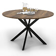 ID MARKET - Table à manger ronde ALIX 6 personnes pied araignée noir et plateau bois foncé HAWKINS 110 cm - vignette