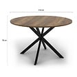 ID MARKET - Table à manger ronde ALIX 6 personnes pied araignée noir et plateau bois foncé HAWKINS 110 cm - vignette