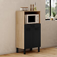 ID MARKET - Buffet mi-haut de cuisine pour micro-onde 60 cm CINA 1 tiroir 2 portes façon hêtre et noir - vignette