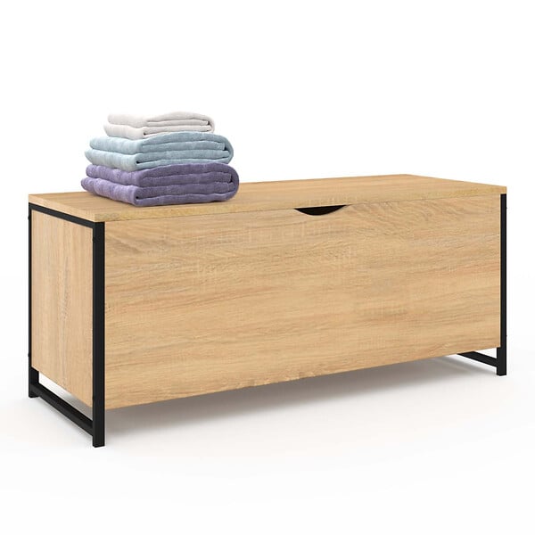 ID MARKET - Banc coffre rangement sur pied 100 cm DETROIT design industriel - large