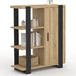 ID MARKET - Buffet d'appoint 3 étagères et placard 70 cm PHOENIX bois et noir - vignette